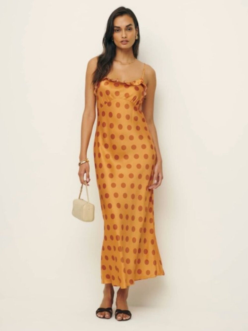 Reformation | Aribella 100% Silk Dress in Orange Crush - Picture 2 of 13